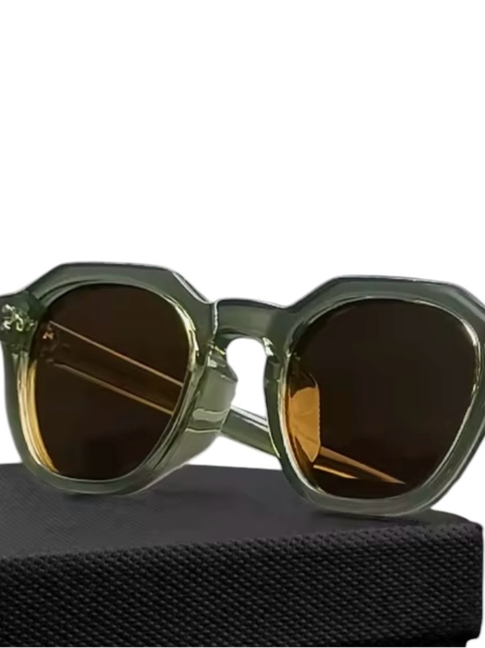 Retro  Polarized Green Amber Lens Unisex Sunglasses